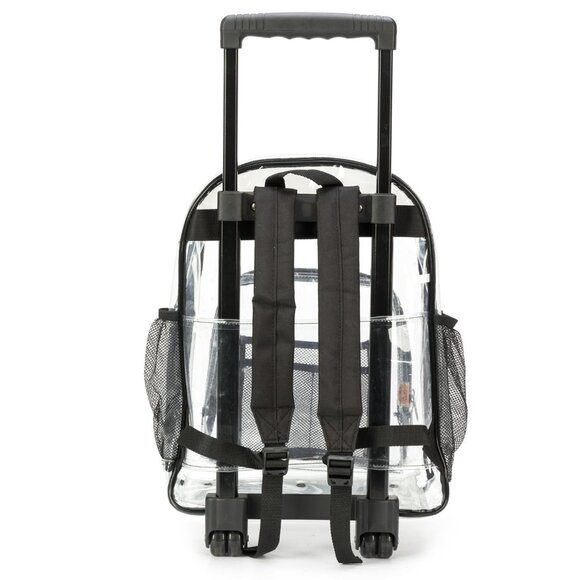 17" Rolling Clear Backpack Heavy Duty See Through Daypack with Wheels-Black - Picture 3 of 7